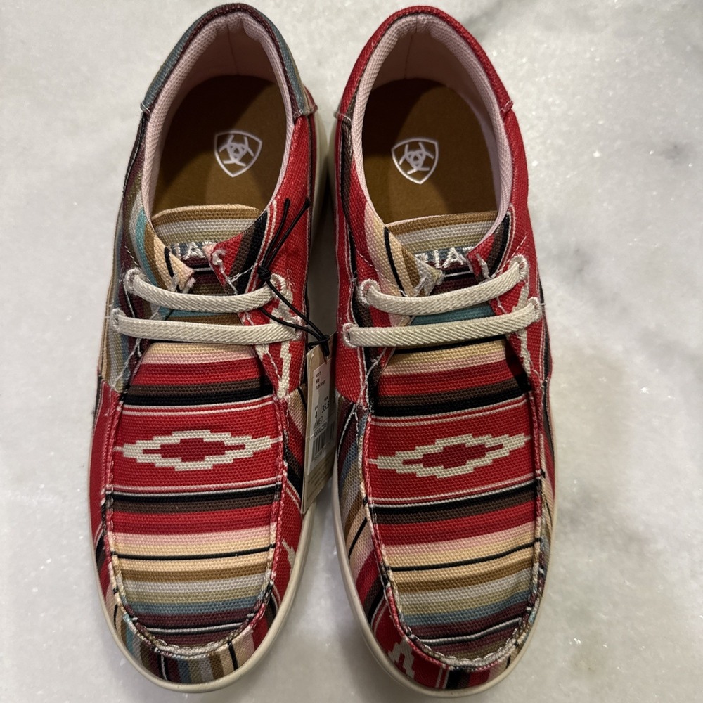 Ariat‎ Hilo Kids Size 4 Pastel Serape Red Multi Southwestern Slip On 10040252